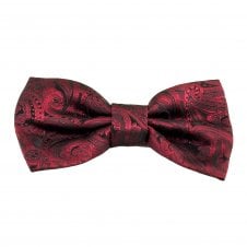 Maroon Red Paisley Pattern Boys Bow Tie