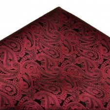 Maroon Red Paisley Pattern Pocket Square Handkerchief