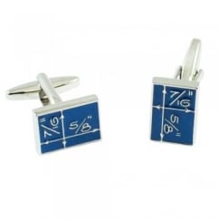 Maths Imperial Measure Blue Rectangle Novelty Cufflinks