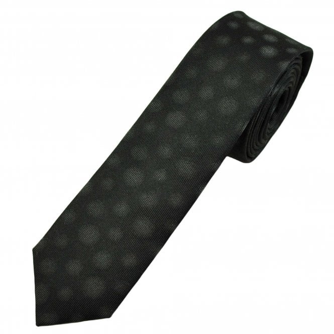 Michaelis Black & Grey Spots Men's Silk Skinny Tie