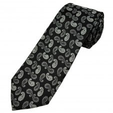 Michaelis Black & Silver Grey Paisley Pattern Men's Silk Tie