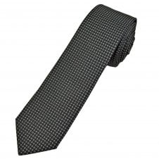 Michaelis Black & Silver Grey Square Pattern Men's Silk Skinny Tie