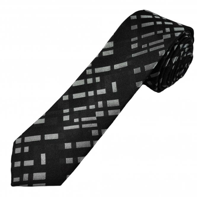 Michaelis Black & Silver Patterned Men's Silk Narrow Tie