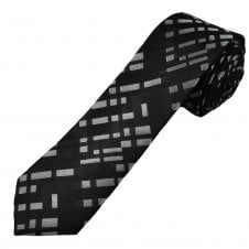 Michaelis Black & Silver Patterned Men's Silk Narrow Tie