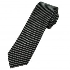 Michaelis Black & Silver Stripe Men's Silk Skinny Tie