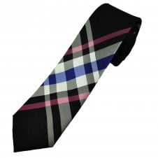 Michaelis Black, White, Royal Blue, Silver & Pink Checked Men's Silk Tie