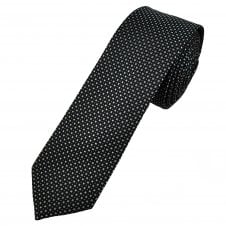 Michaelis Black With Silver & Blue Pattern Men's Silk Skinny Tie