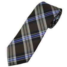 Michaelis Brown, Navy, Royal Blue & White Checked Men's Silk Tie