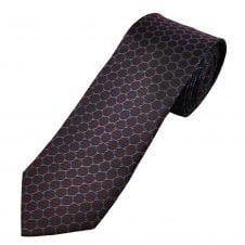 Michaelis Burgundy, Navy & Blue Circles Pattern Men's Silk Tie