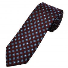 Michaelis Burgundy, Navy, Blue & Silver Pattern Men's Silk Blend Tie