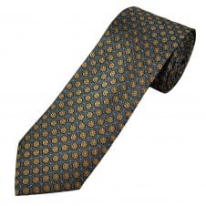 Michaelis Charcoal Grey & Golden Brown Pattern Men's Silk Tie