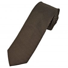 Michaelis Chocolate Brown & White Patterned Stripe Men's Silk Tie