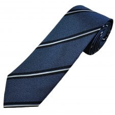 Michaelis Denim Blue, Navy, Sky Blue & White Stripe Men's Silk Tie