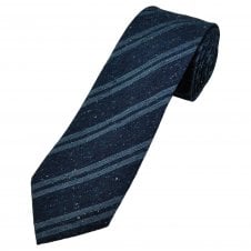Michaelis French Navy Blue & White Striped Men's Silk Tie