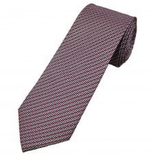Michaelis Fuchsia Pink, Silver Grey & Navy Blue Square Pattern Men's Silk Tie