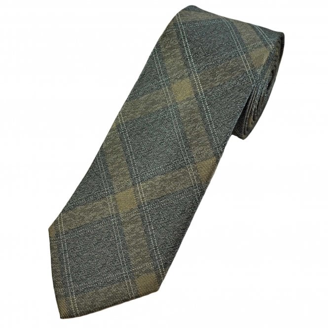 Michaelis Grey, Beige & Silver Checked Men's Silk Tie