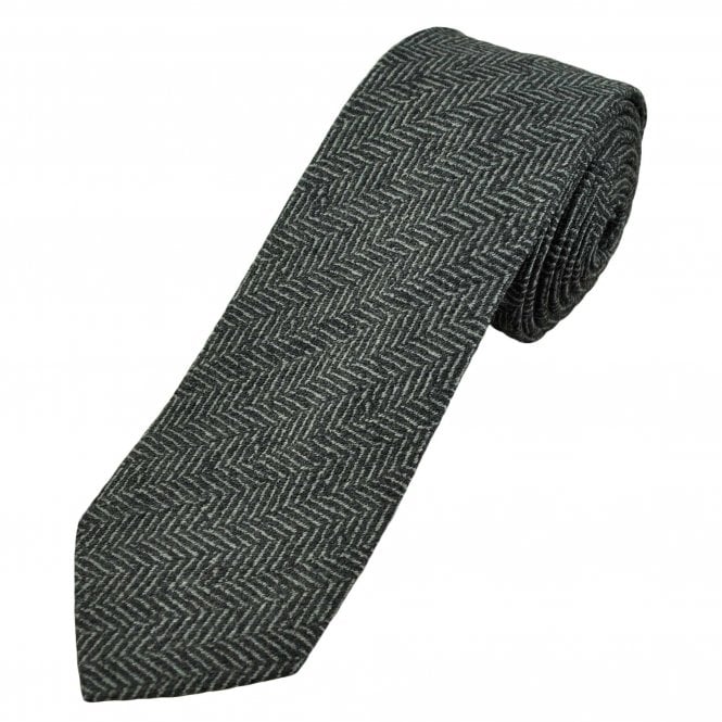 Michaelis Grey & Silver Chevron Pattern Wool/Silk Men's Tie