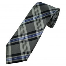 Michaelis Grey, Silver, Navy, Royal Blue & White Checked Men's Silk Tie