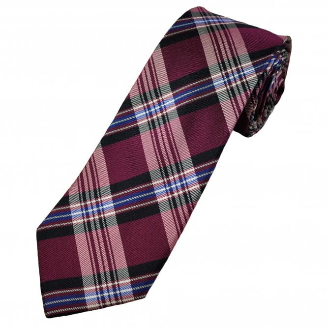 Michaelis Magenta, Navy, Royal Blue & White Checked Men's Silk Tie