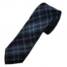 Michaelis Navy, Blue & Beige Checked Men's Silk Skinny Tie