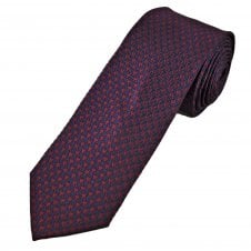 Michaelis Navy Blue & Burgundy Houndstooth Pattern Men's Silk Tie