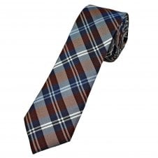 Michaelis Navy, Blue, Burgundy Red & White Checked Men's Silk Skinny Tie