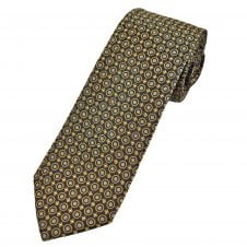 Michaelis Navy Blue, Gold & Silver Circle Pattern Men's Silk Tie