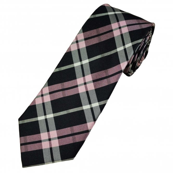 Michaelis Navy Blue, Pink & White Checked Men's Silk Tie