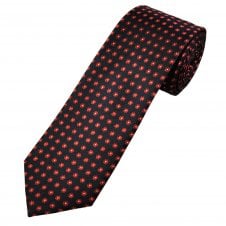 Michaelis Navy Blue, Red & Silver Flower Pattern Men's Silk Tie