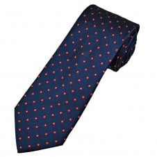 Michaelis Navy Blue, Red & Silver Spots Pattern Men's Silk Tie