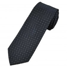 Michaelis Navy Blue & Silver Square Pattern Men's Silk Tie