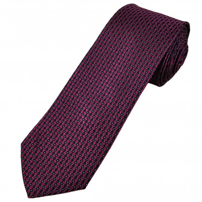Michaelis Navy, Fuchsia Pink & Silver Coffee Bean Pattern Men's Silk Tie