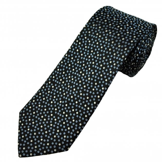 Michaelis Navy, Light Blue & Silver Spots Pattern Men's Silk Tie