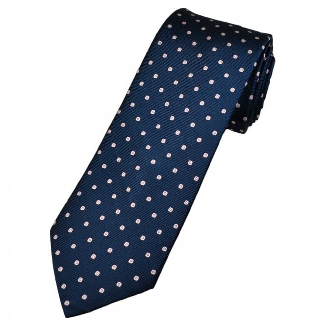 Michaelis Navy, Pink & Silver Spots Pattern Men's Silk Tie