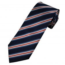 Michaelis Navy, Red, White & Sky Blue Stripe Men's Silk Tie