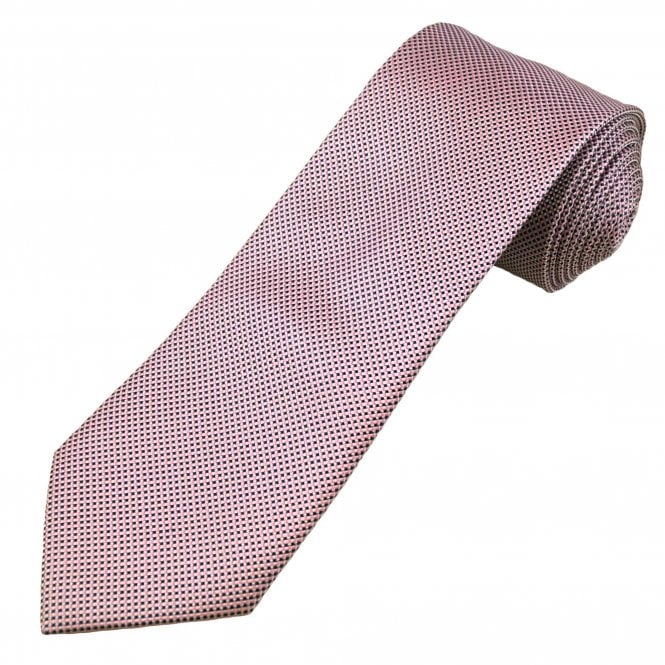 Michaelis Pink, Navy Blue & Silver Micro Pattern Men's Silk Tie