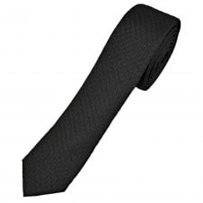 Michaelis Plain Black Men's Skinny Silk Tie