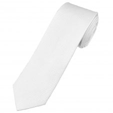 Michaelis Plain White Men's Silk Narrow Tie