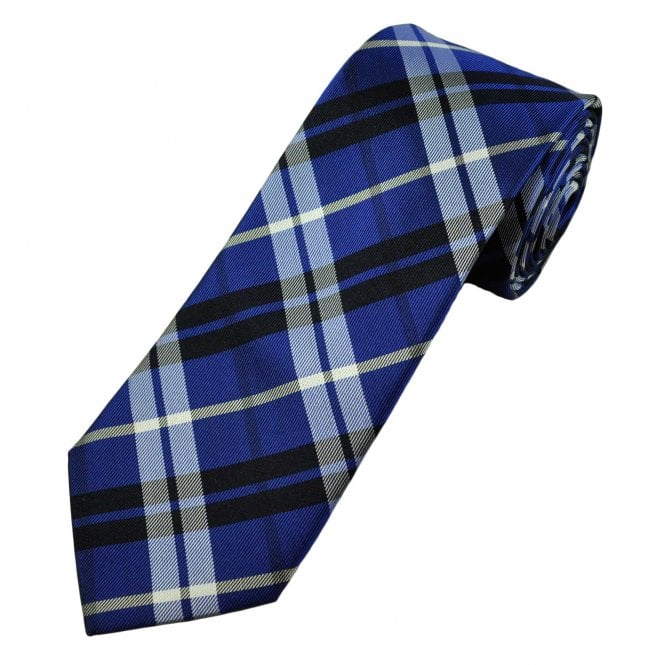 Michaelis Royal Blue, Black, Silver & White Checked Men's Silk Tie
