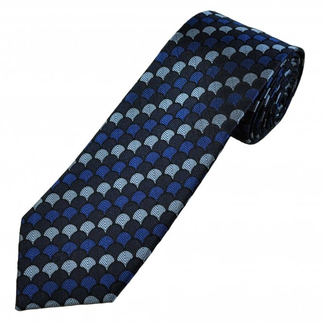 Michaelis Shades Of Blue Scalloped Pattern Men's Silk Tie