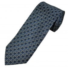 Michaelis Shades Of Blue & Silver Grey Square Pattern Men's Silk Tie
