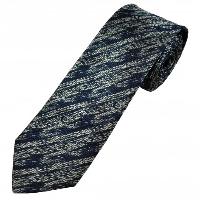 Michaelis Shades Of Blue & Silver White Pattern Men's Silk Tie