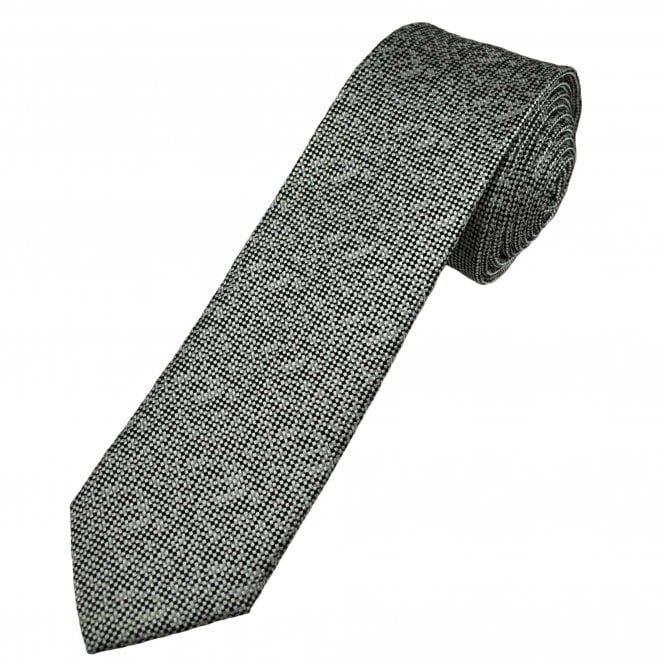 Michaelis Silver Grey & Black Pattern Men's Silk Skinny Tie