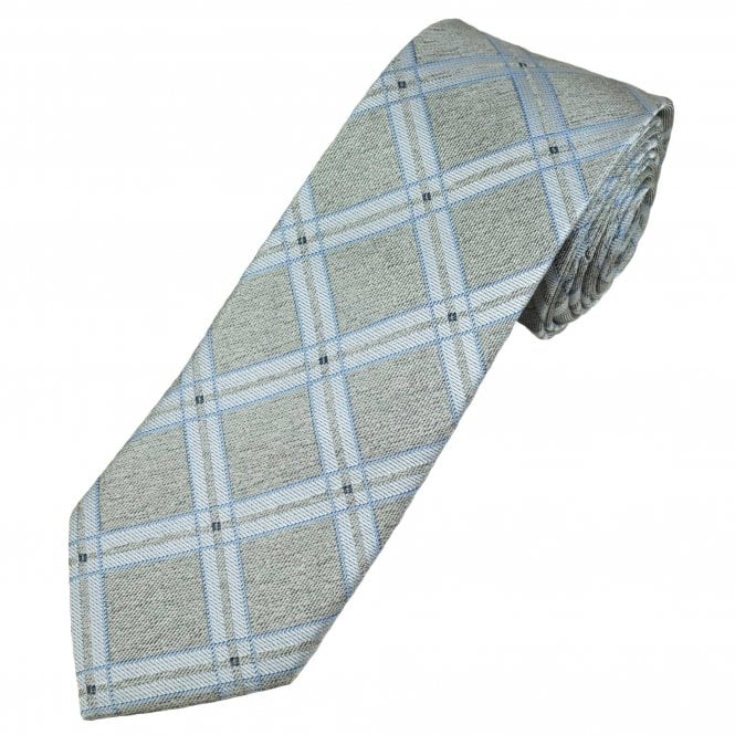Michaelis Silver-Grey, Silver & Blue Checked Men's Silk Tie