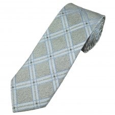 Michaelis Silver-Grey, Silver & Blue Checked Men's Silk Tie