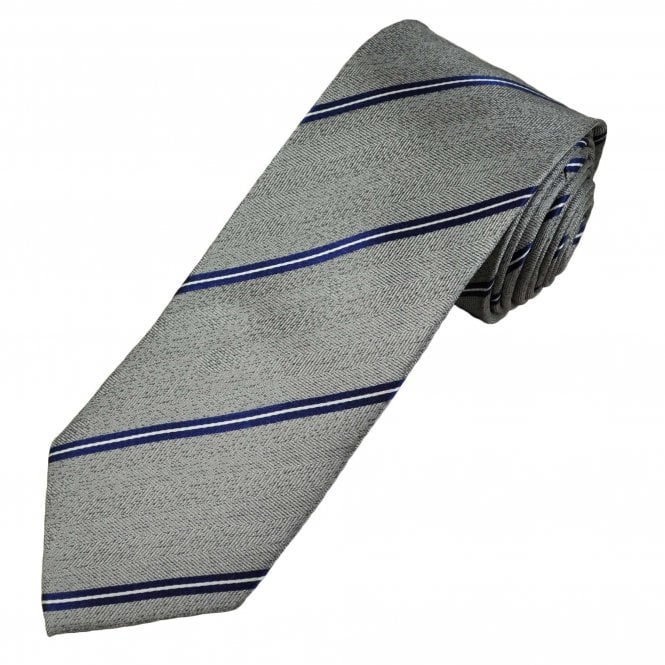 Michaelis Silver, Navy & White Stripe Men's Silk Tie