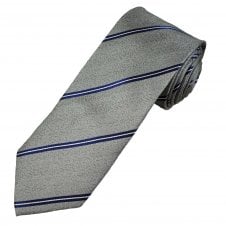 Michaelis Silver, Navy & White Stripe Men's Silk Tie