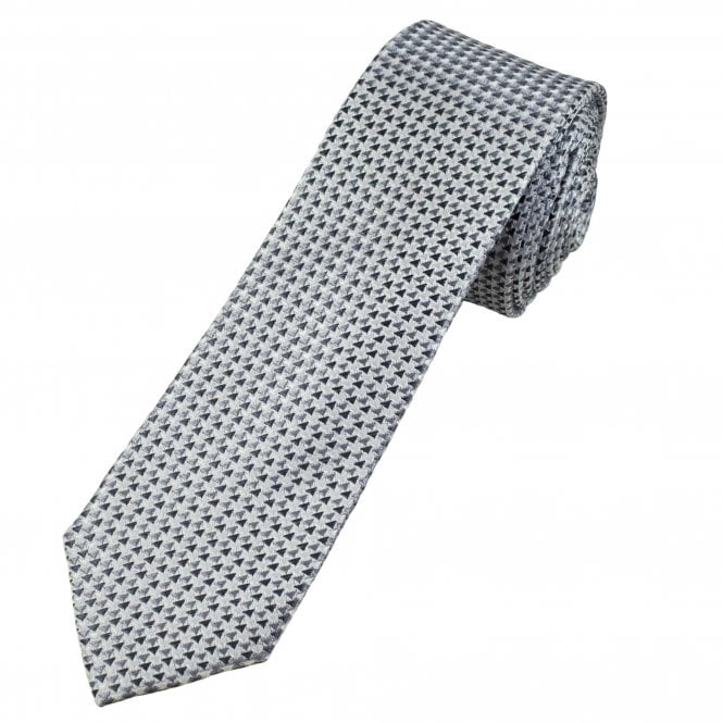 Michaelis Silver & Shades Of Grey Pattern Men's Silk Skinny Tie