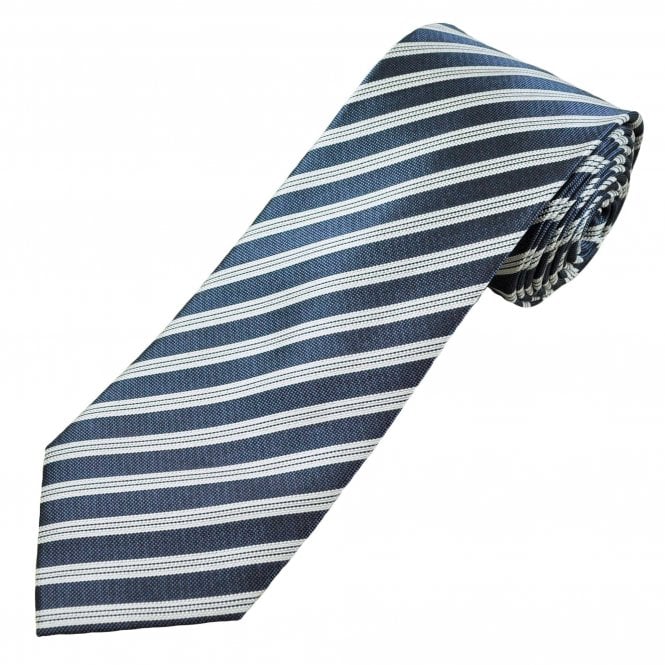 Michaelis Sky Blue & Silver White Stripe Men's Silk Tie