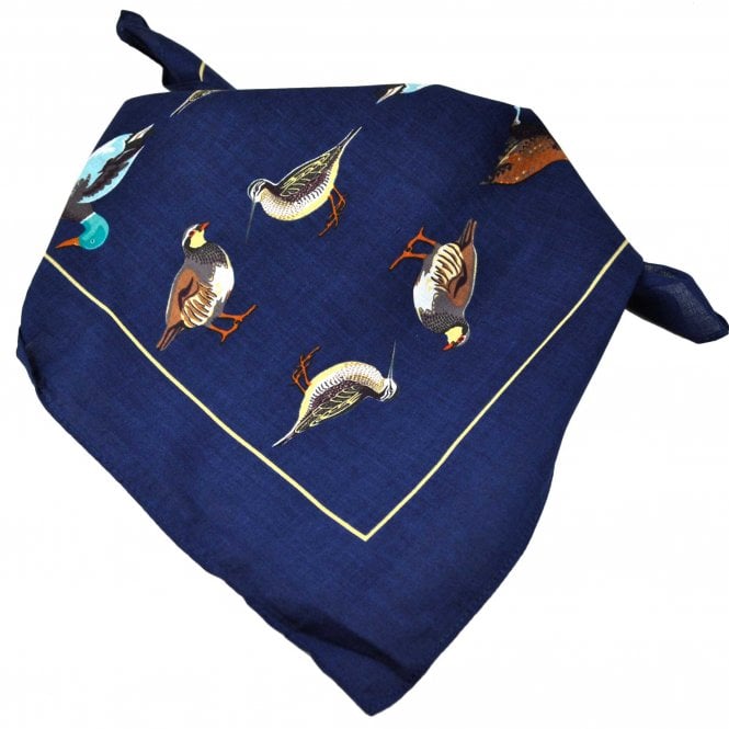 Midnight Blue Colourful Game Birds Bandana Neckerchief